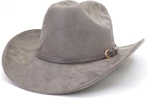 JOTDEW Cowboy Hat Cowgirl Hat Men's & Women's Wide Brim Felt Fedora Hat with Buckle Belt Western Cowboy Hat for Women