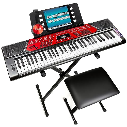 RockJam RJ6170 Keyboard Piano Set 61 Tasten mit Pitch Bend, Rot