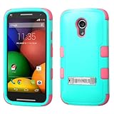 Moto G 2nd Gen EXT 2014 Case - Wydan (TM) TUFF Kickstand Impact Hybrid Hard Gel Shockproof Case Cover For Motorola Moto G 2nd Gen 2014 - Teal on Pink w/ Wydan Stylus Pen and Clear Screen Protector Film
