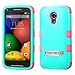 Moto G 2nd Gen EXT 2014 Case - Wydan (TM) TUFF Kickstand Impact Hybrid Hard Gel Shockproof Case Cover For Motorola Moto G 2nd Gen 2014 - Teal on Pink