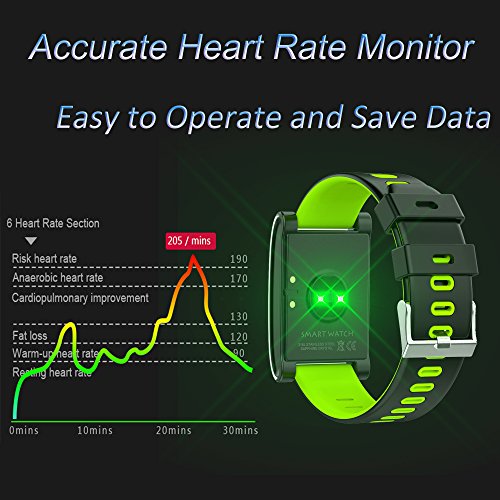 kingkok Blood Pressure Monitor Touch Screen Personal Fitness Tracker Waterproof Pedometer Heart Rate Activity Tracker Watch [Green] - Thumbnail 2