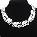 Silver Tone Q&Q Fashion African Elephant Family Charms Link Ganesh Chain Collar Statement Bib Necklace