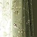 pureaqu Birds Floral Pattern Curtain Panels Grommet Top Curtains for Living Room Printed Country Retro Style Bedroom Window Drapes for Dining Room Kitchen 1 Panel Green W39 x H63 Inch