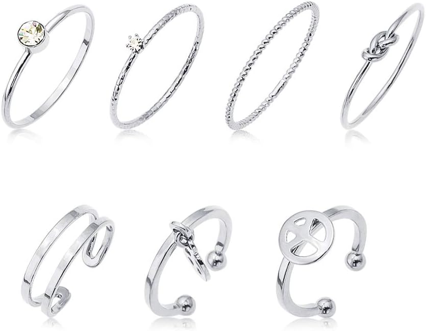 Gold rings set for woman: stacking knuckle midi figure rings packs with multiple size for everyday wear