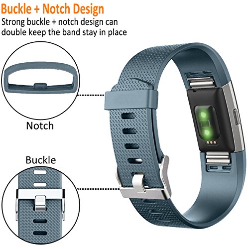 Wepro Replacement Bands for Fitbit Charge 2, Pack of 3 Charge2 Wristbands, Small, Plum, Slate Blue, Champagne - Thumbnail 3
