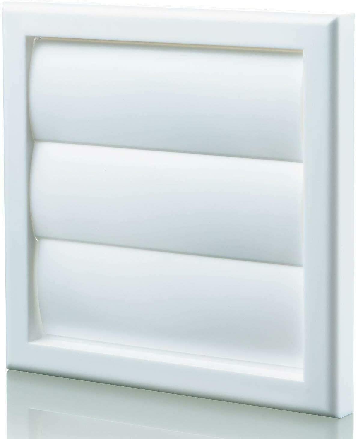 White Gravity Grille 125mm - 5 inch External Ducting Air Vent with Round Spigot and Non-Return Shutters