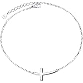 925 Sterling Silver Cross Anklet Ankle Bracelet for Women Dainty Adjustable Ankle Bracelet, Religious Jewelry Gift for Her, Christmas/Baptism/Birthday Present
