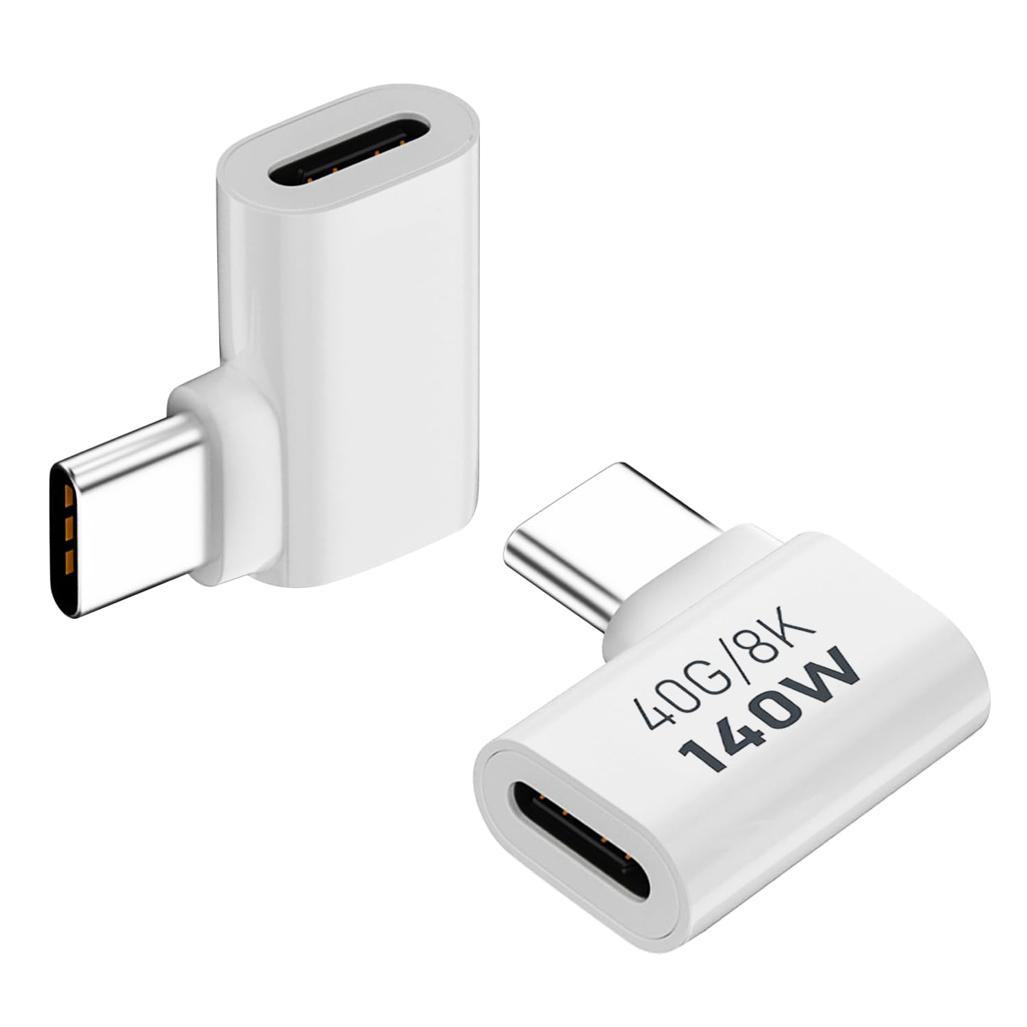 Photo 1 of AreMe 2 Pack USB C Male to Female Adapter, 90 Degree Right Angle 140W Type C Extender Adapter for Thunderbolt 4/3, MacBook Pro/Air, Laptop, Phones and More Type C Devices (White)