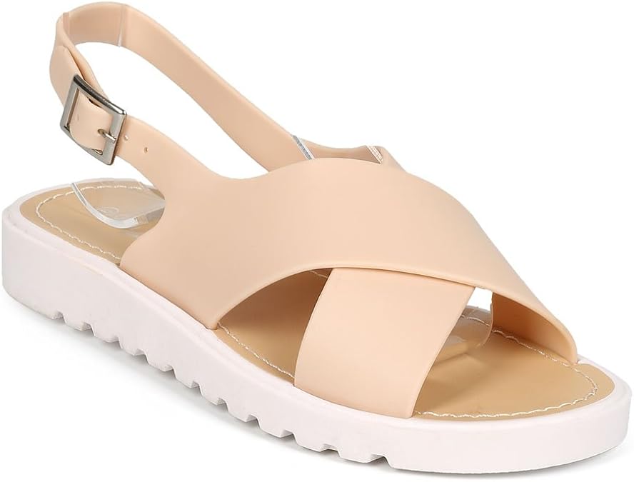 Qupid criss cross jelly baby blue sandals | Blue sandals, Suede strappy sandals, Pink shoes heels