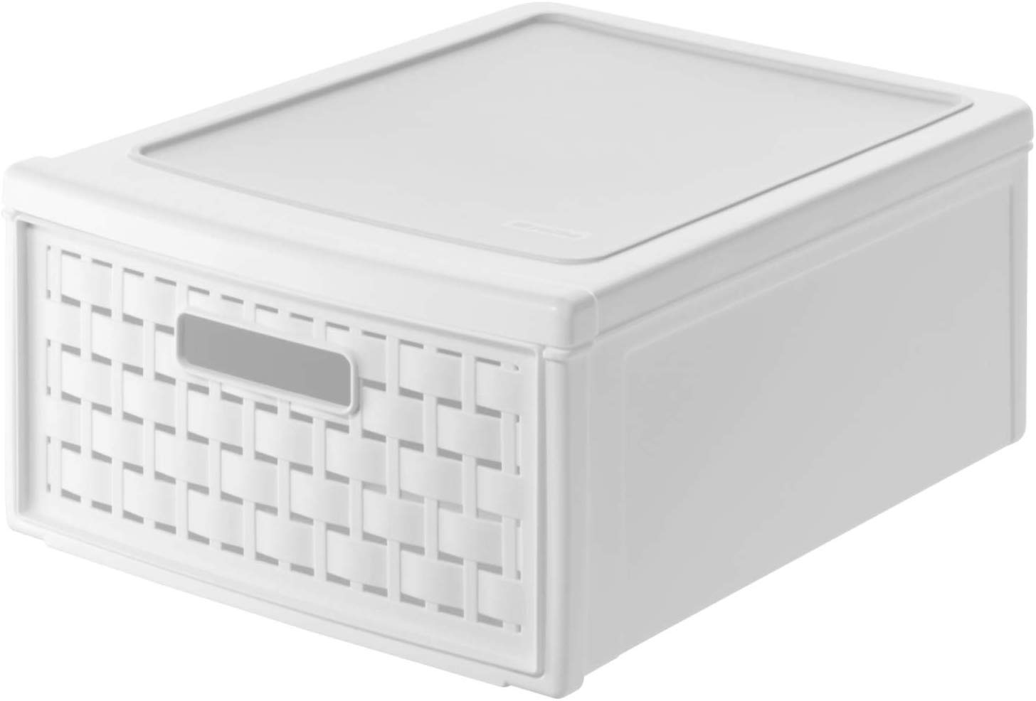 Rotho, Country, Drawer box 8.3 l in rattan-look, Plastic (PP) BPA-free, white, klein/8,3l (35,0 x 26,0 x 14,5 cm)