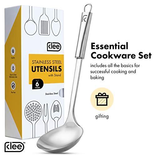 Klee 6-Piece Stainless Steel Kitchen Utensil Set with Holder - Thumbnail 3