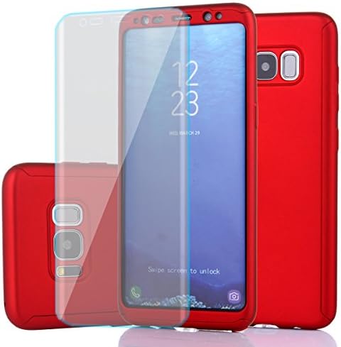 Samsung Galaxy S8 Plus Case,Full Body Protection Ultra Thin Hard PC Case with A Soft HD Screen Protector Anti Scratch Removable Hybrid Cover for Galaxy S8 Plus(Red-1)
