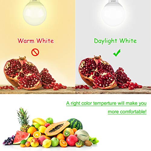 Innqoo G25 LED Bulb, Vanity Lights Bulb E26 Base, Equivalent 50W Incandescent Bulb Daylight White 5000K for Bathroom Makeup Mirror Lamp,Non-dimmable Globe Led Light Bulbs 4 Packs