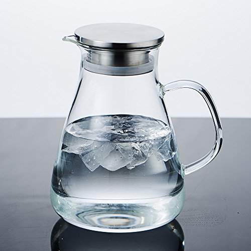 WarmCrystal, Large Glass Cold Teakettle, Pitcher and Carafe for Tea, Coffee, Lemonade and Ice Teapot (55 oz)