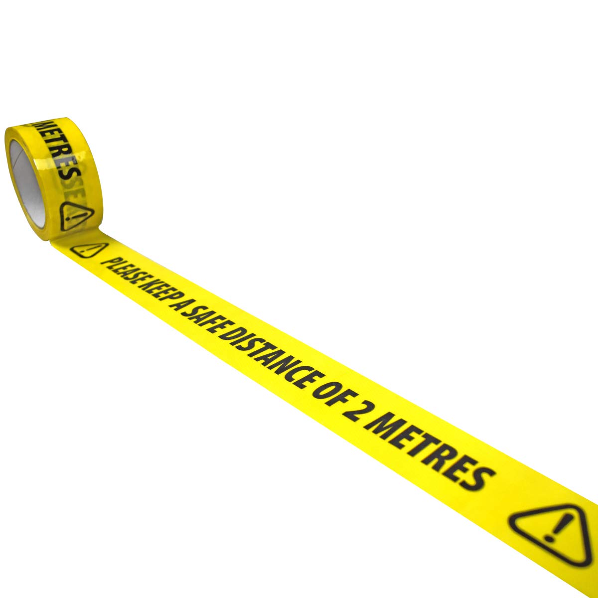 Triplast 'Please Keep A Safe Distance of 2 Metres' Warning Floor Tape | Strong Vinyl Yellow Tape