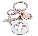 HI-BOOM Four Leaf Clover Rose Gold Plated Alloy Crystal Elements Keychain Key Ring
