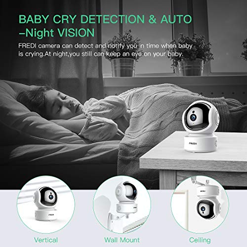 FREDI Baby Monitor 1080P Wireless Security Camera, WiFi Home Security Camera Surveillance HD IP Camera with Motion Detection,Two-Way Audio,Night Vision,Pan/Tilt,Cloud Storage,Micro SD Slot - Thumbnail 3