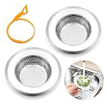 2 Pieces Kitchen Sink Drain Strainers Stainless Steel | Large Wide Rim 4.3" Diameter | Great for 2.6-4.2" Kitchen Sink Hole | Bonus 1 Drain Snake Clog Remover Included