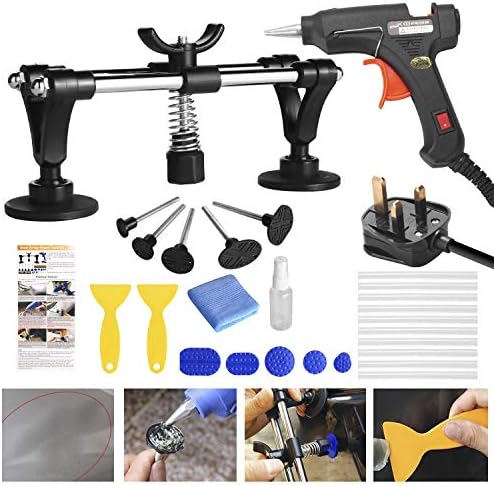 Auto Body Dent Repair Kit, Car Dent Puller Auto Paintless Dent Removal Repair Tool Set Dent Lifter with Glue Gun, Glue Sticks, Glue Puller Tabs, Glue Shovel for Car Dent Remover and Hail Damage