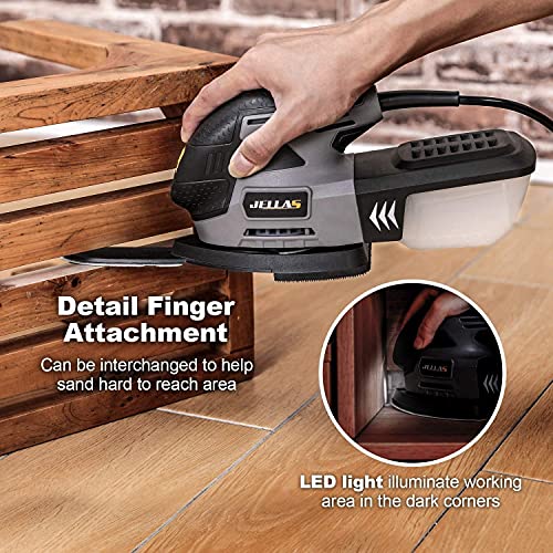 Mouse Detail Sander Jellas 13,000 RPM Compact Electric Sander for Wood, 2 Amp Hand Sander