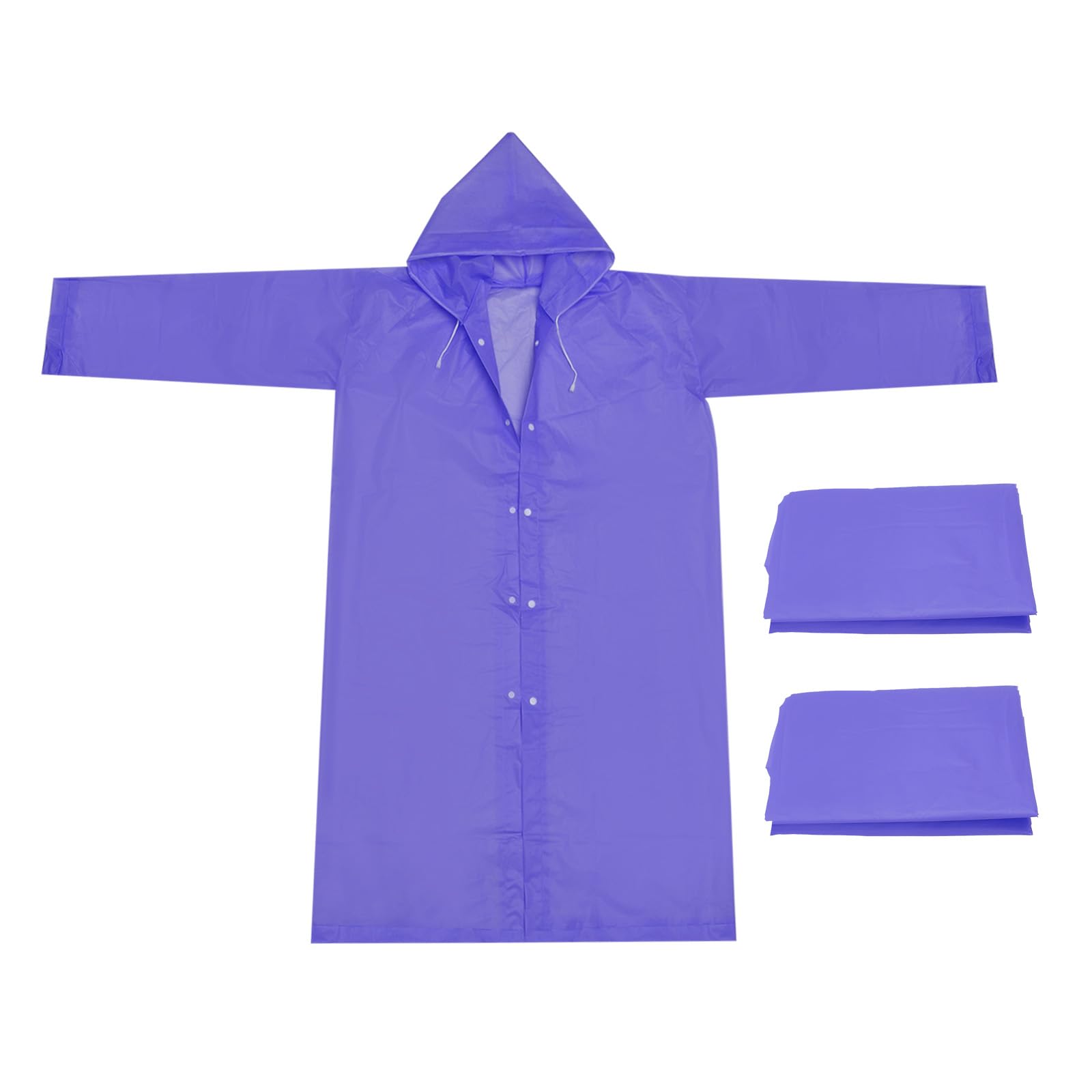 PATIKIL Rain Ponchos for Adults, 2 Pack Lightweight Reusable EVA Impermeable Rain Coat Waterproof Rain Jacket for Men and Women, Purple