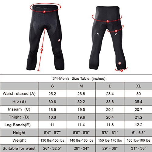 image for Eco-daily Men's 4D Padded 3/4 Cycling Compression Tights & Long Bike B