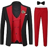 YFFUSHI Men's Slim Fit 3 Piece Suit One Button Blazer Vest Pants Wedding Prom Party Suits Set