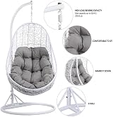 Yaheetech Hammock Chair Rattan Swing Chair Garden Indoor Outdoor White view 4