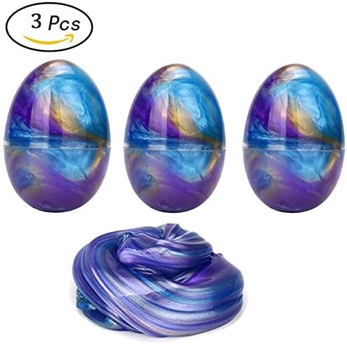 Zilbery Soft Egg Slime Galaxy 3 Pcs, Fluffy Floam Slime Mud Slime Magic DIY Clay Toy for Kids Adult