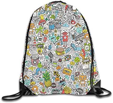 Comic Pop Art Doodle Color Drawstring Backpack Rucksack Shoulder Bags Sport Gym Bag Travel