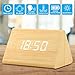 OCT17 Wooden Wood Clock, New Version LED Alarm Digital Desk Clock Adjustable Brightness, Alarm Time, Displays Time Date Temperature - Bamboo