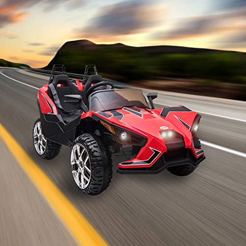 BAHOM Kids Ride On Car 2 Seats with Remote Control, 12V Kids Electric Vehicle with Manual/Parental Modes, Light/MP3/Volume Control (red)