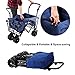 ENKEEO Collapsible Push Wagon Folding Beach Cart Utility Pull Garden Wagon with Removable Canopy, Large Wheels and Tilting Handle for Camping Picnic Park Sporting Events Concerts Shopping (Navy)