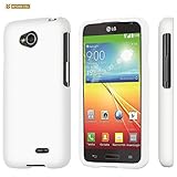 LG Optimus L70 (Metro PCS) Slim Light Hybrid Snap On Non-Slip Matte Hard Case Protex Rubberized Rubber Coating Protective Case - White - Retail Packaging