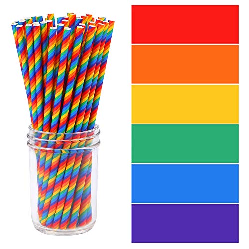 YUEKUN Strohhalme Papier 300PCS Papier Strohhalme Biologisch Abbaubare Bunte Papier Trinkhalme Einweg-Strohhalme für… – Bild 6