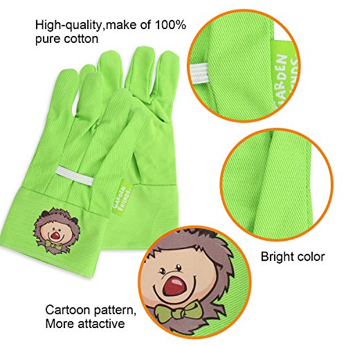 FITNATE Green Kids Garden Tools Set,6 PCS Garden Tools Including Watering Can, Shovel, Rake, Fork, Children Gardening Gloves And Garden Tote Bag, All In One Set