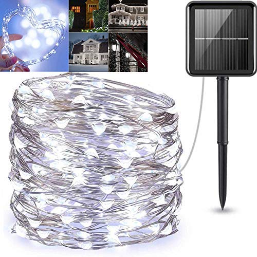 Arkim 2PACKS-200LED Solar String Lights,solar lights outdoor garden Waterproof Copper Wire Lights, Fairy Lights, for Garden Patio Yard Home Wedding Christmas Parties (White 200LED,2)