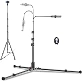 CAMBOFOTO 84" Phone Tripod, Tall Tripod Stand for Selfies with Flexible Gooseneck & Remote, Compatible with iPhone Android, Travel/Gopro/Ring Light/Webcam/Video Recording/Vlogging