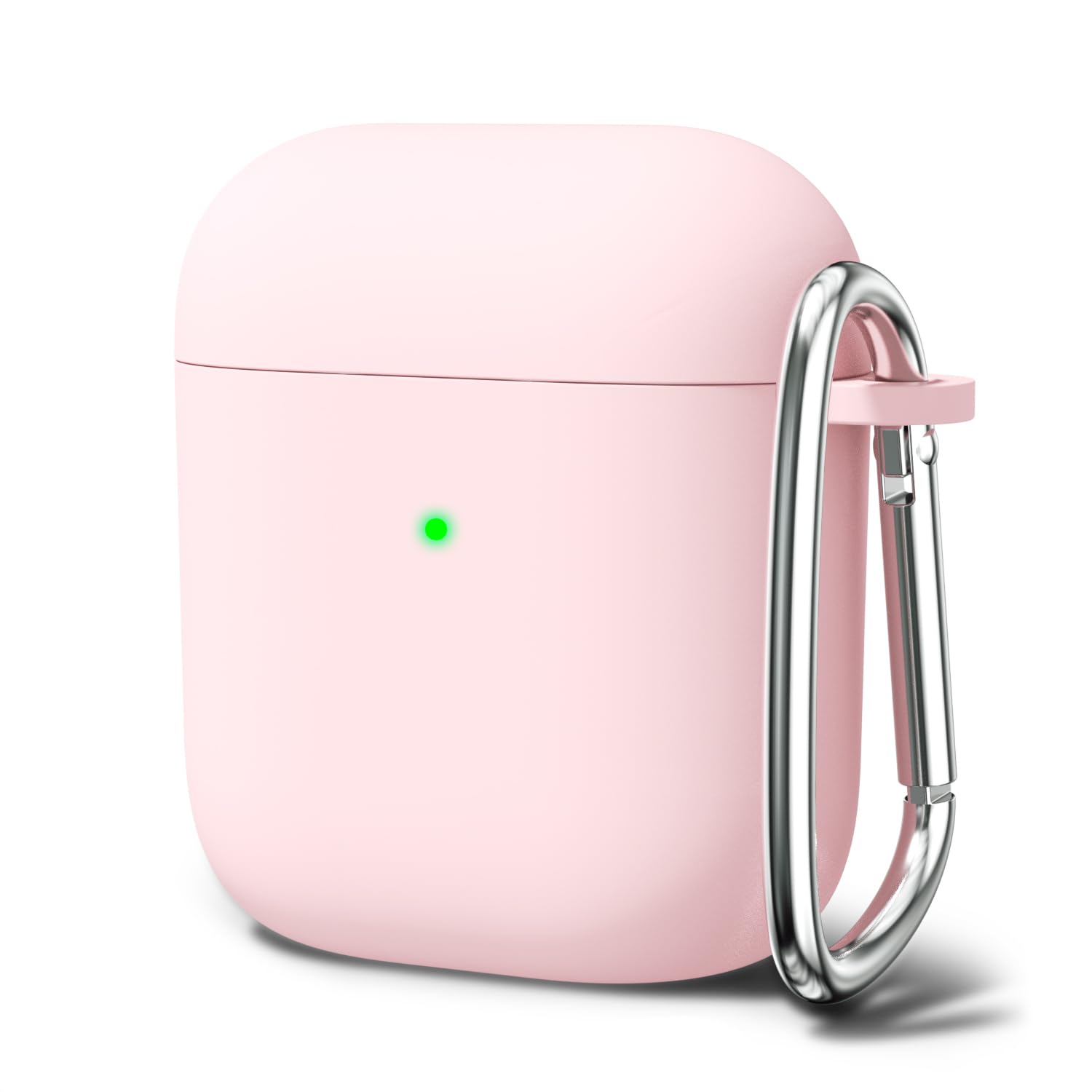 Photo 1 of Oakxco for Airpods Case Silicone, Cute Girly Hard Shell Airpods 1st 2nd Generation Case with Keychain, Colorful Rubber Soft TPU Plastic Trendy Aesthetic Airpods Cover for Women Men, Light Pink