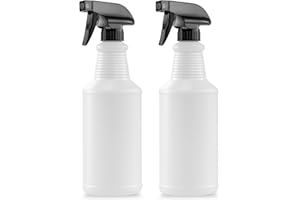 Bar5F Chemical-Resistant Spray Bottle – BPA-Free, Durable, Adjustable Nozzle for Cleaning, Gardening, Hydrogen Peroxide, Rubbing Alcohol, Leak-Proof, Multipurpose (Black (2-Pack) 24-Ounce)