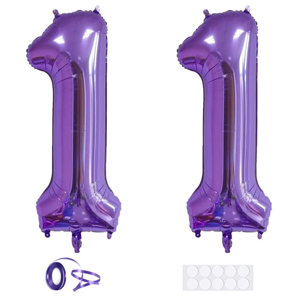 Xihuimay 40 Inch Purple Number 11 Balloons, 2 Pack, Perfect for Birthday, Wedding, General Celebration, Unisex-Occasions