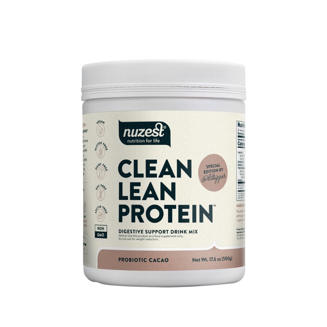 Nuzest Digestive Support Protein Probiotics for Digestive Health – Cacao -Clean Lean Protein - Premium Vegan Pea Protein Powder – Plant Based - 1 Serving, 0.9 oz