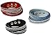 JGFinds Velvet and Rhinestone Wrap Around Bracelets - 3 Pack (Black, Red, Light Blue)