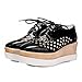 Carol Shoes Fashion Women's Pierced Lace-up Shiny Hollow Wedge Mid Heel Oxfords Shoes