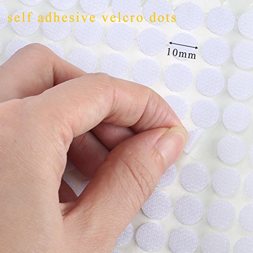 Self Adhesive Dots Tapes FJSM 450 Pairs Sticky Back Coins Adhesive Hook and Loop Fasteners Double Sided Self Adhesive Dots Coins for Home Office School Picture White