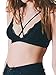 Romwe Women's Sexy Triangle Bralette Criss Cross Top Lace Lingerie Wireless Bra Black_1 M