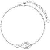 LWXIE Diamond Infinity Bracelet for Women 925 Sterling Silver Infinity Heart Bracelets Adjustable Bracelet Jewelry Gifts for Christmas