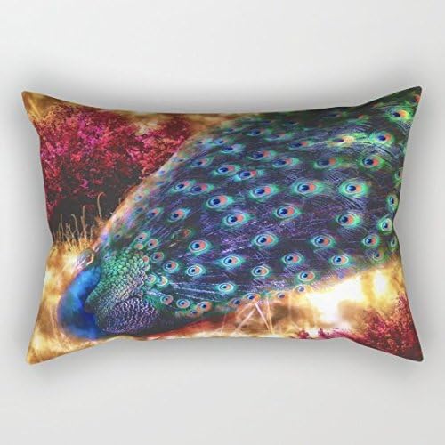 Peacock Pattern 08 Lumbar Pillowcase Throw Pillow Cover 20x30 Inches