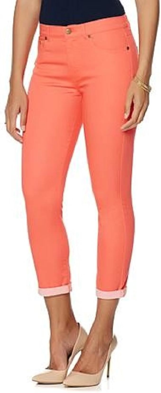 DG2 by Diane Gilman Womens' Size 10P Petite Coral Pink Super Stretch