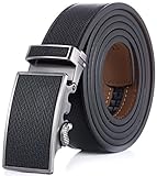 Marino Men's Wide Rimmed Imprinted Leather Ratchet Dress Belt with Automatic Buckle, Enclosed in an Elegant Gift Box